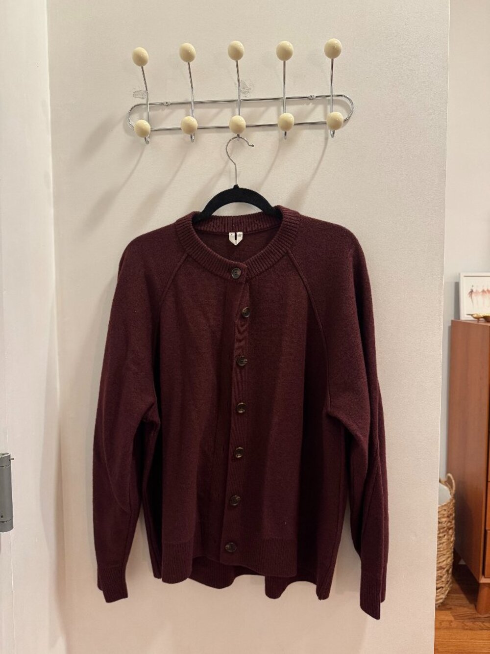 ARKET Pure Wool Cardigan in Burgundy (Size M)